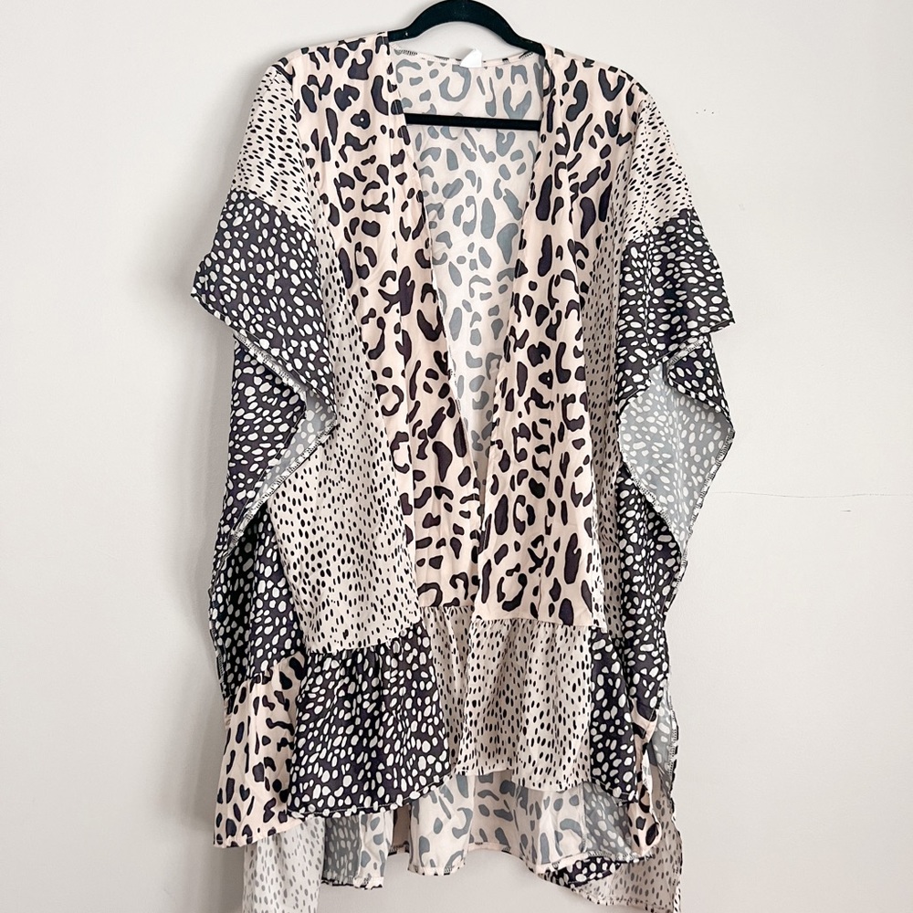 Patchwork/ mixed media silky duster/ beach cover up